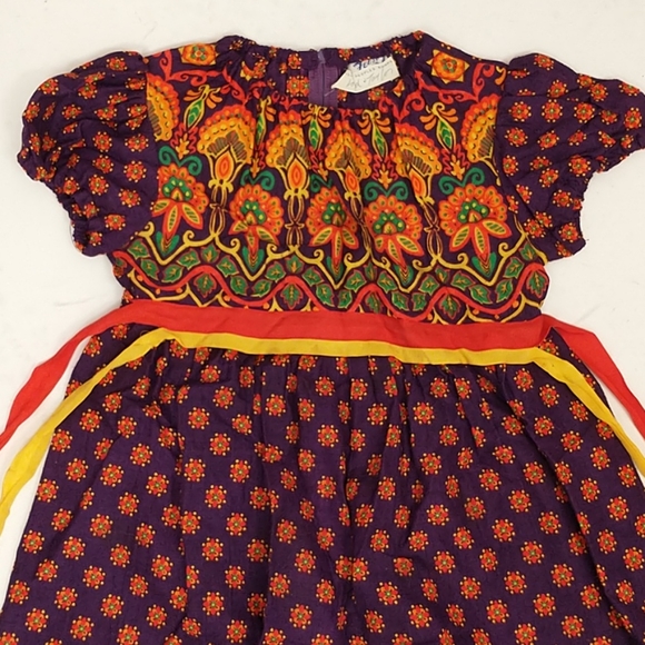Rare Psychedelic Peasant Dress Vintage 70's Girls - Picture 11 of 11